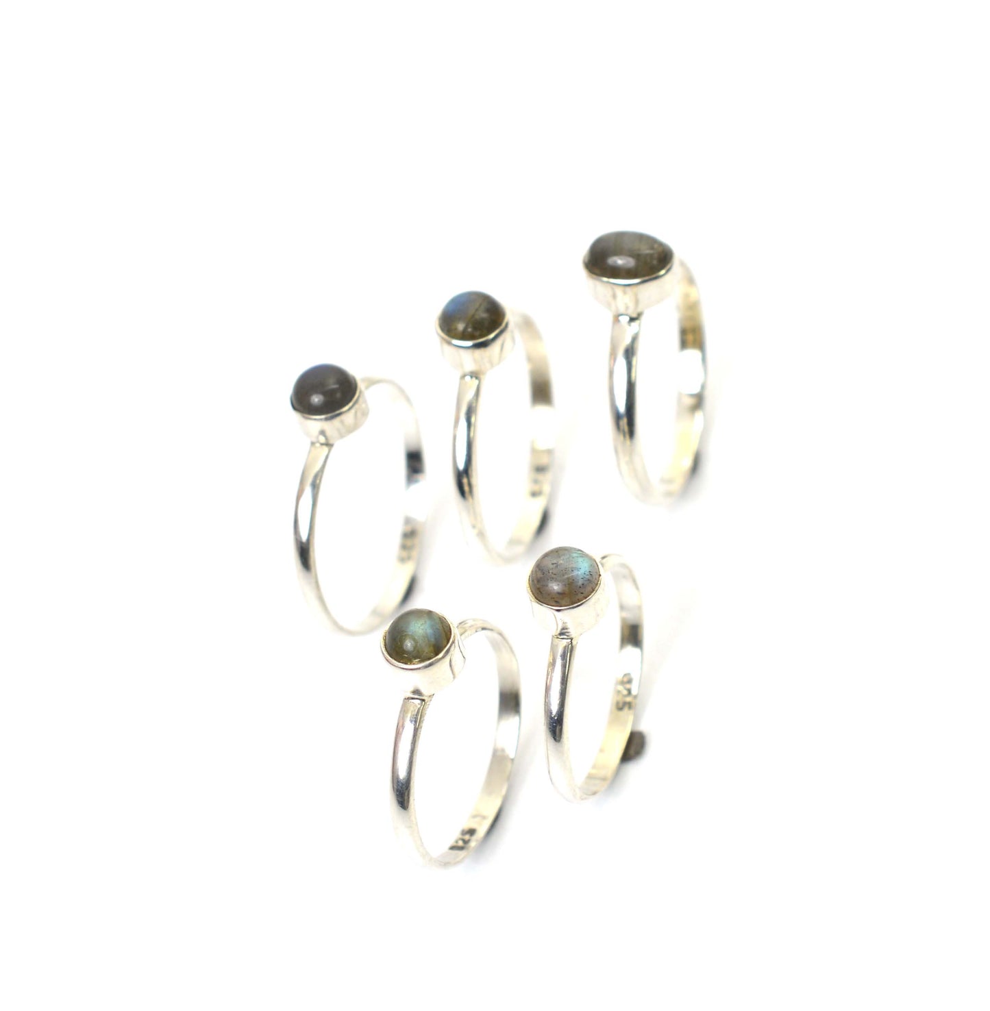 WHOLESALE 5PC 925 SOLID STERLING SILVER LABRADORITE RING LOT