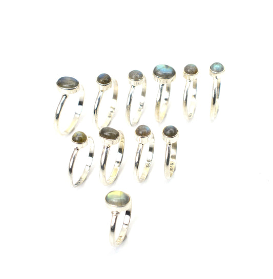 WHOLESALE 11PC 925 SOLID STERLING SILVER LABRADORITE RING LOT