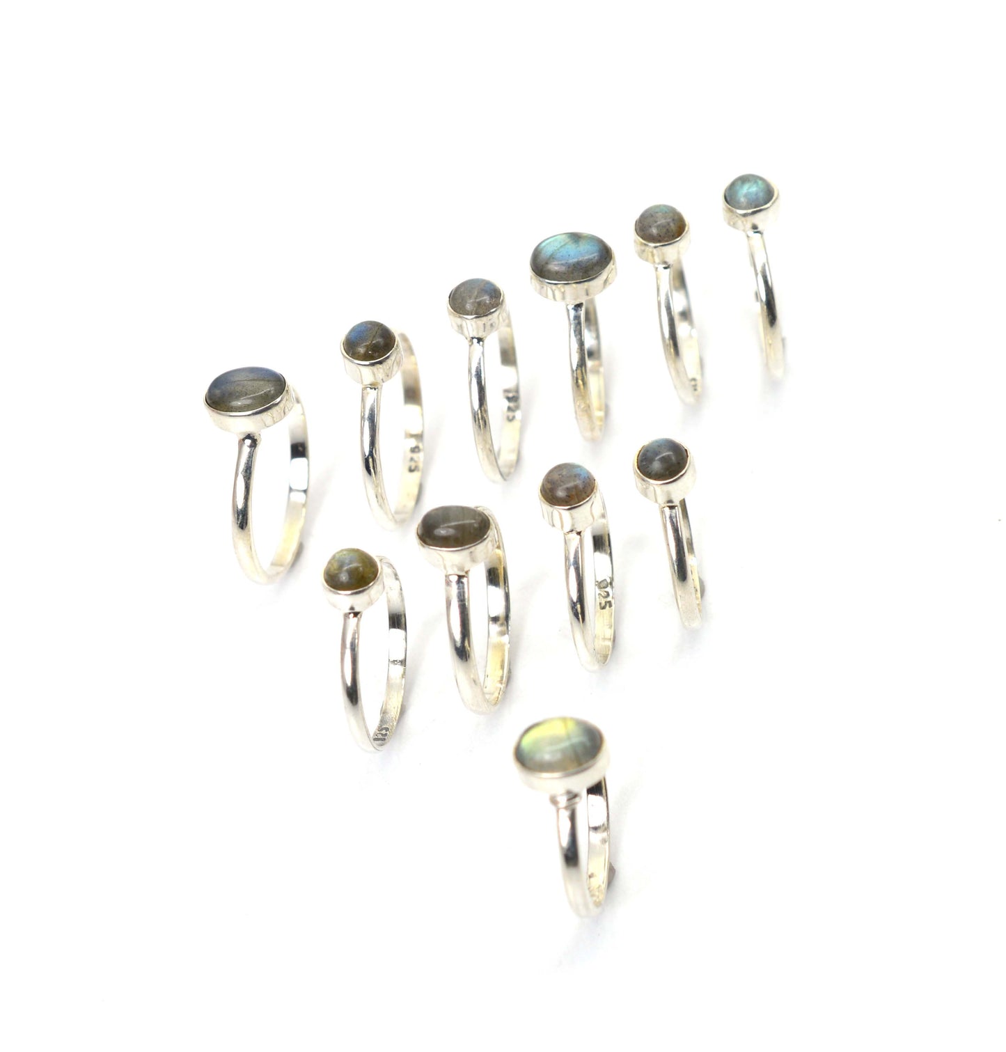 WHOLESALE 11PC 925 SOLID STERLING SILVER LABRADORITE RING LOT