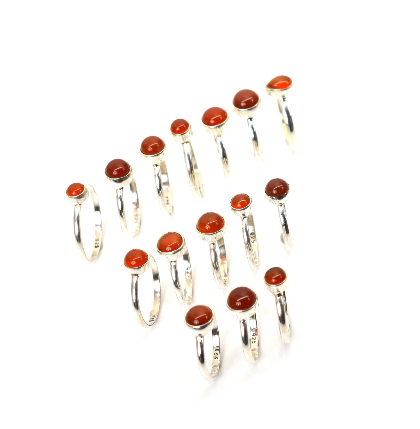 WHOLESALE 15PC 925 SOLID STERLING SILVER RED CARNELIAN RING LOT