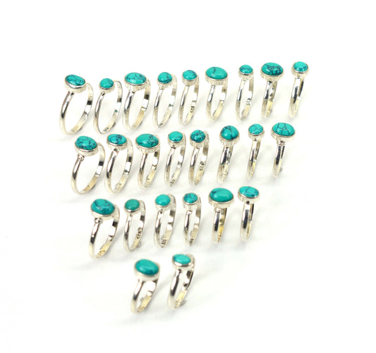 WHOLESALE 25PC 925 SOLID STERLING SILVER TURQUOISE RING LOT