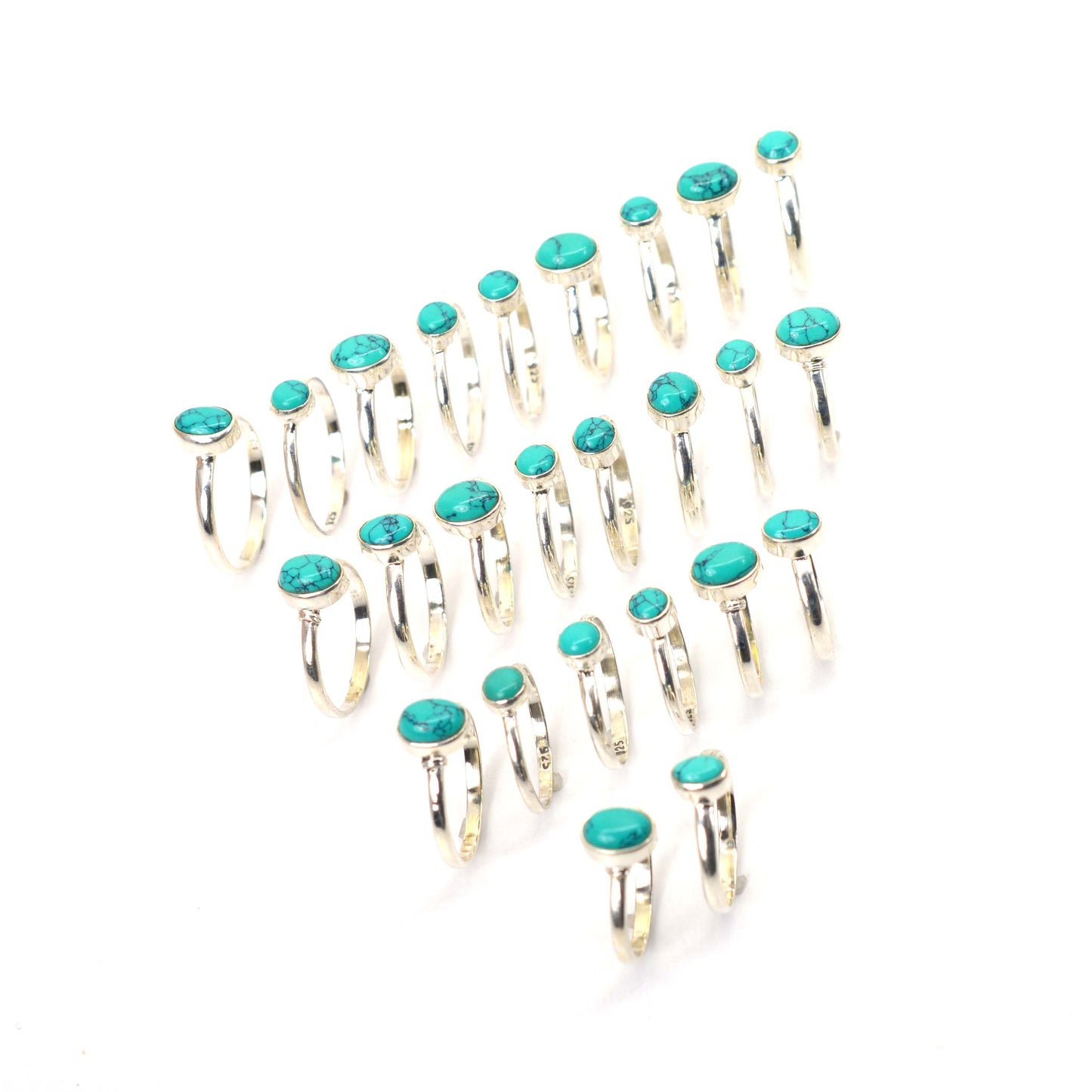 WHOLESALE 25PC 925 SOLID STERLING SILVER TURQUOISE RING LOT
