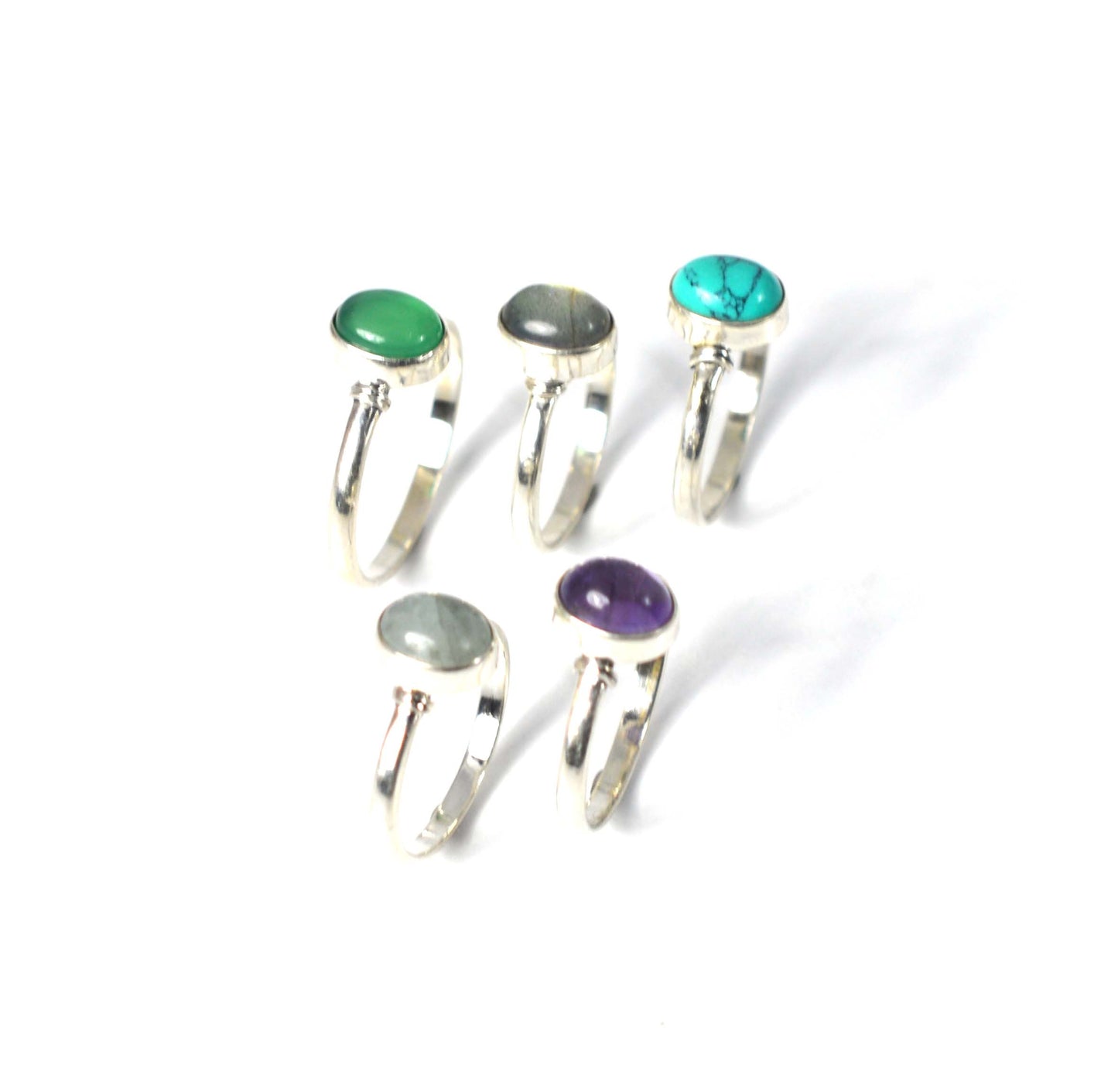 WHOLESALE 5PC 925 SOLID STERLING SILVER TURQUOISE LABRADORITE MIX RING LOT