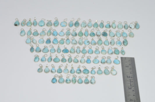 Wholesale 101Pc 925 Sterling Silver Natural Blue Larimar Pendant Lot Gtc163