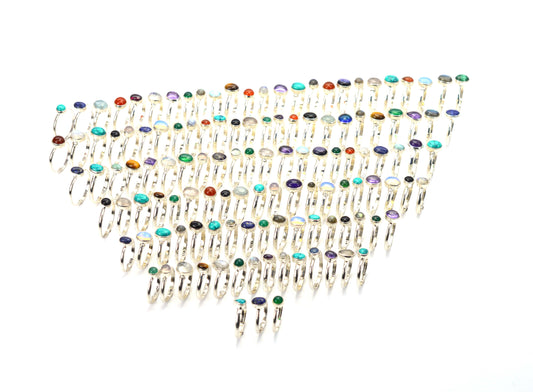 WHOLESALE 101PC 925 SOLID STERLING SILVER AMETHYST OPALITE MIX STONE RING LOT