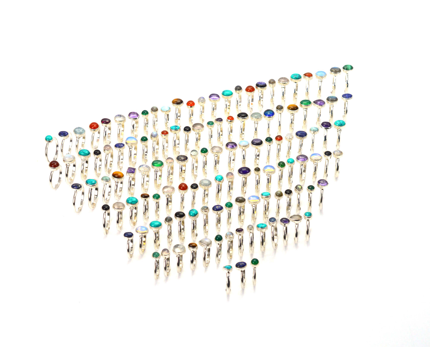 WHOLESALE 101PC 925 SOLID STERLING SILVER AMETHYST OPALITE MIX STONE RING LOT