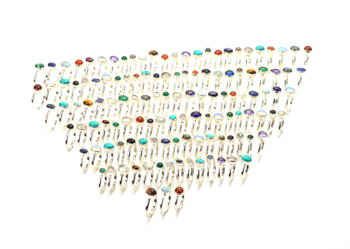 WHOLESALE 101PC 925 SOLID STERLING SILVER AMETHYST OPALITE MIX STONE RING LOT