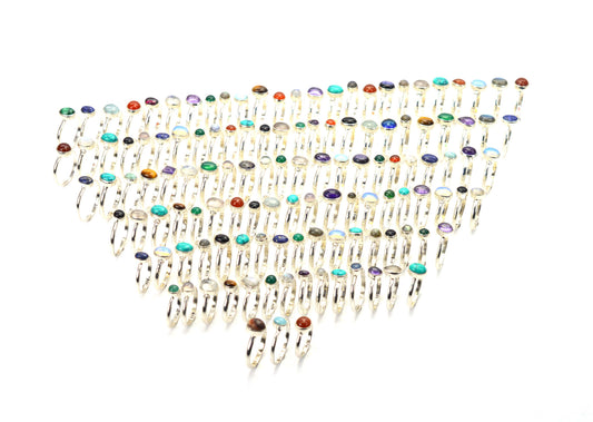 WHOLESALE 101PC 925 SOLID STERLING SILVER AMETHYST OPALITE MIX STONE RING LOT