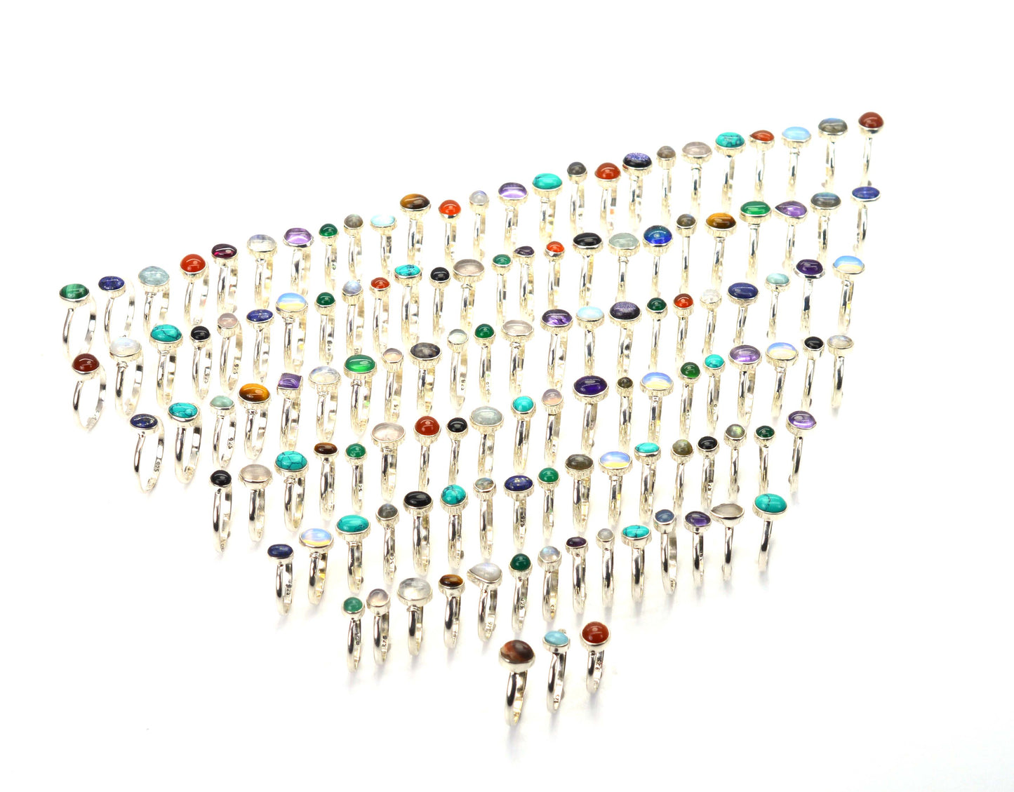 WHOLESALE 101PC 925 SOLID STERLING SILVER AMETHYST OPALITE MIX STONE RING LOT