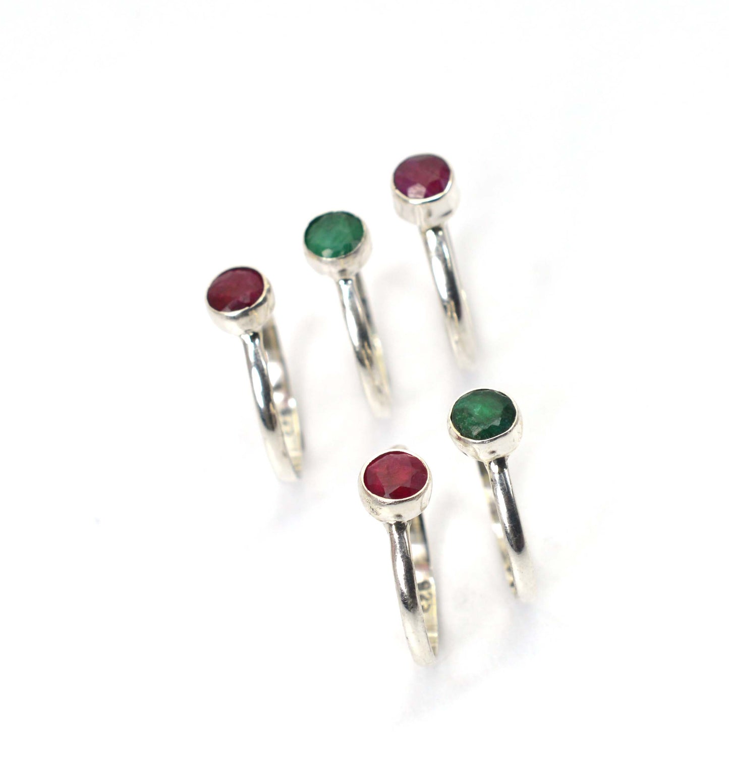 WHOLESALE 5PC 925 STERLING SILVER GREEN Simulated Emerald RING LOT