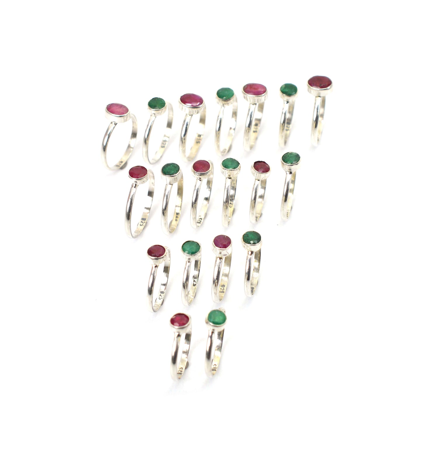 WHOLESALE 19PC 925 STERLING SILVER GREEN Simulated Emerald RING LOT