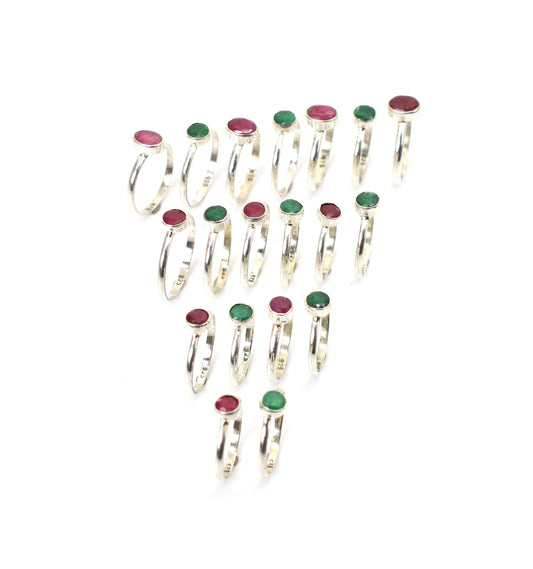 WHOLESALE 19PC 925 STERLING SILVER GREEN Simulated Emerald RING LOT