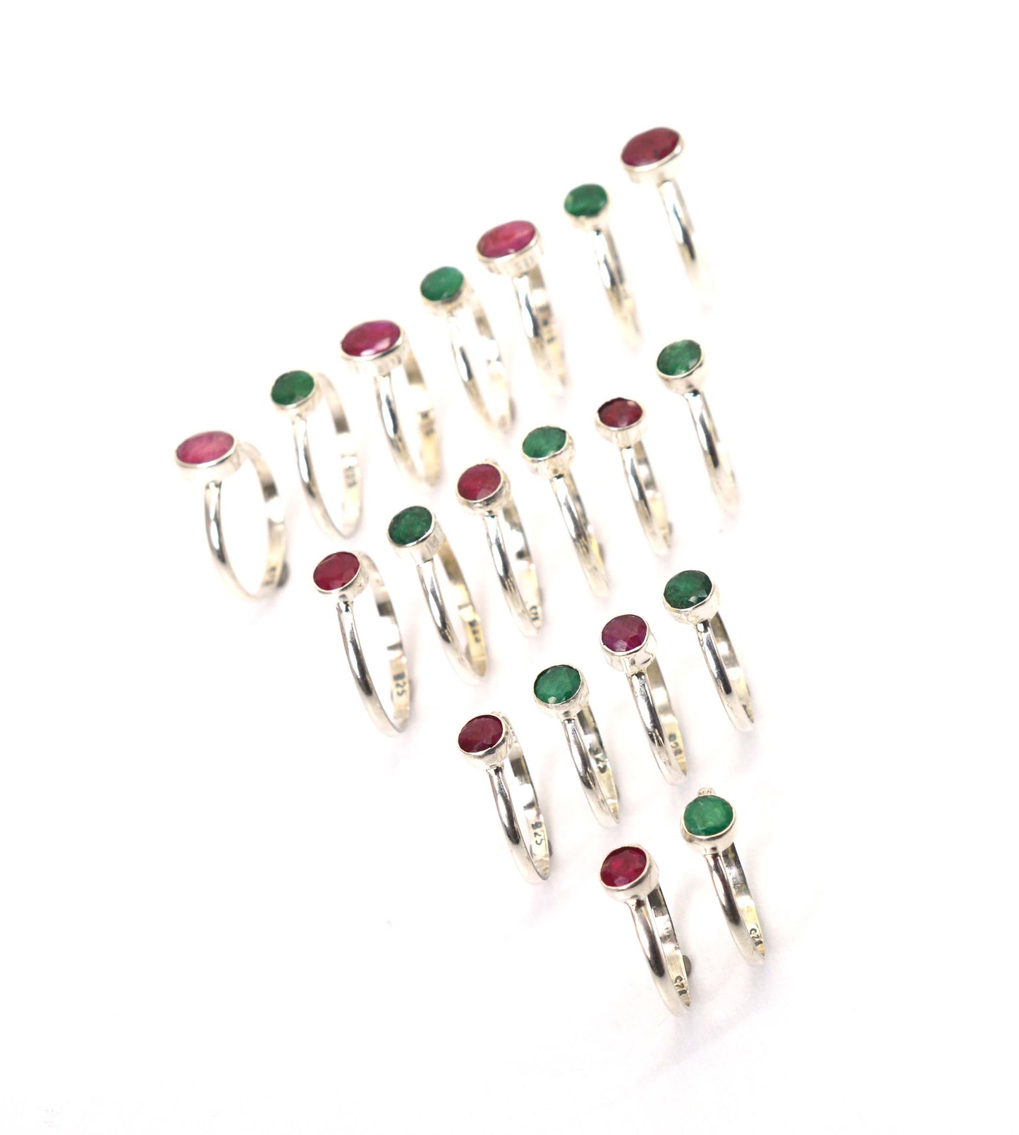 WHOLESALE 19PC 925 STERLING SILVER GREEN Simulated Emerald RING LOT