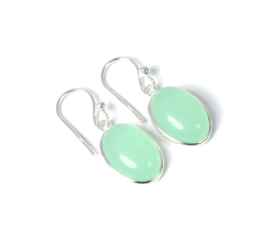 925 SOLID STERLING SILVER AQUA CHALCEDONY HOOK EARRING-1 INCH