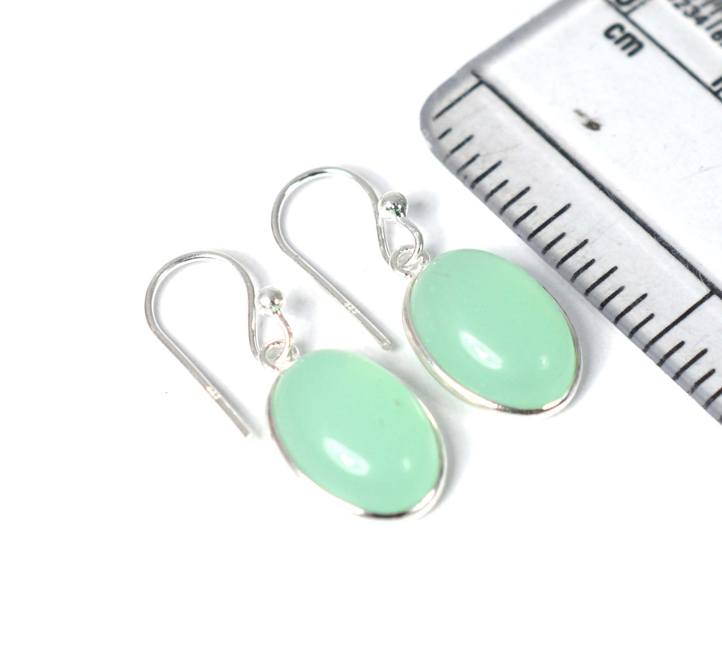 925 SOLID STERLING SILVER AQUA CHALCEDONY HOOK EARRING-1 INCH