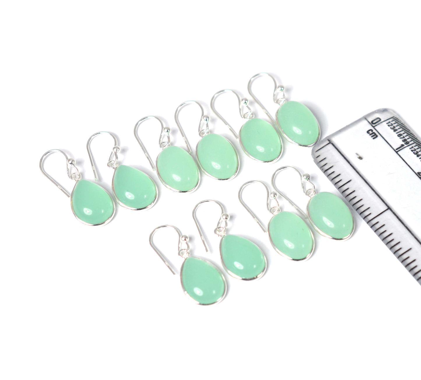WHOLESALE 5PR 925 SOLID STERLING SILVER AQUA CHALCEDONY HOOK EARRING LOT