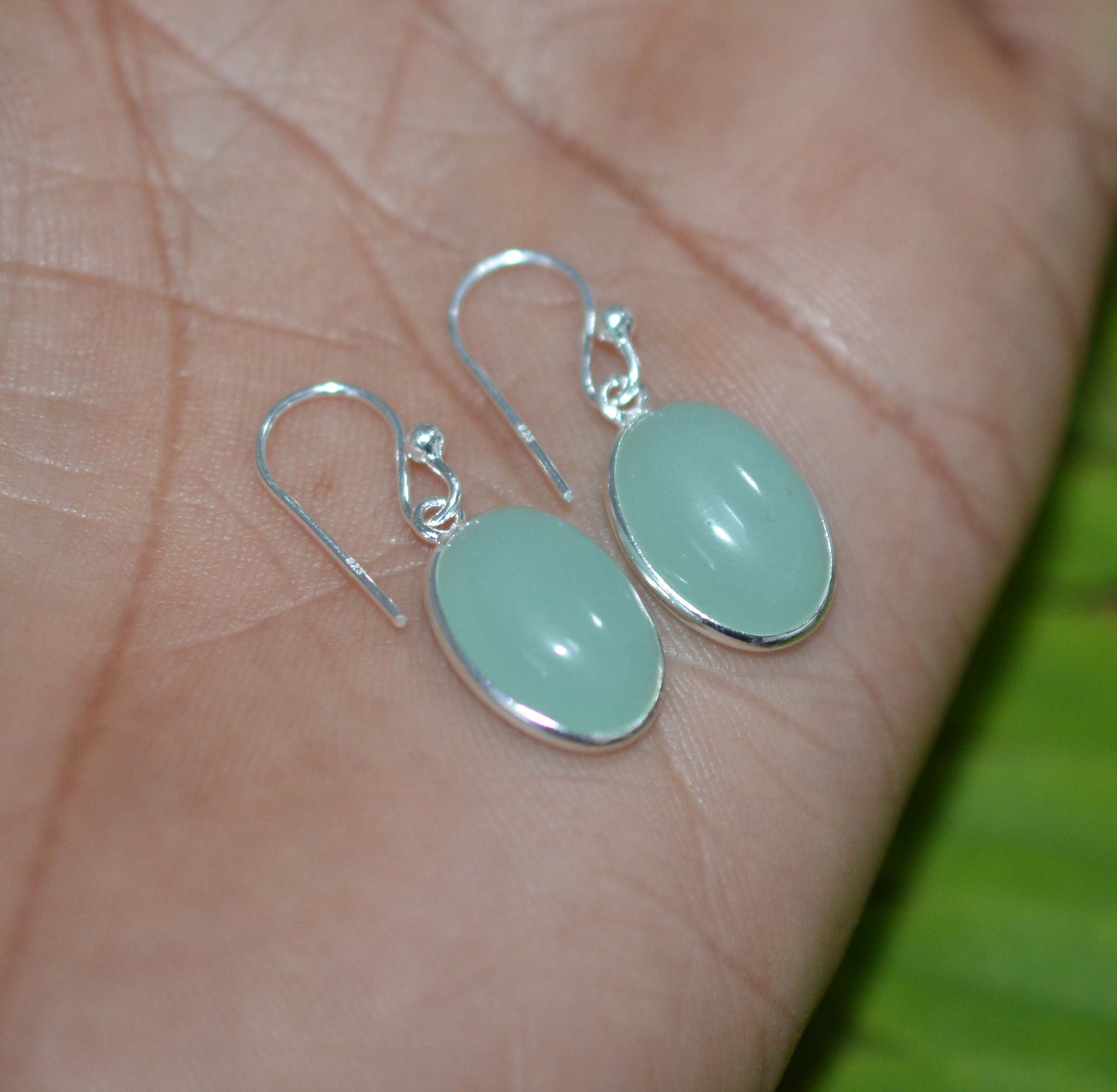 WHOLESALE 5PR 925 SOLID STERLING SILVER AQUA CHALCEDONY HOOK EARRING LOT