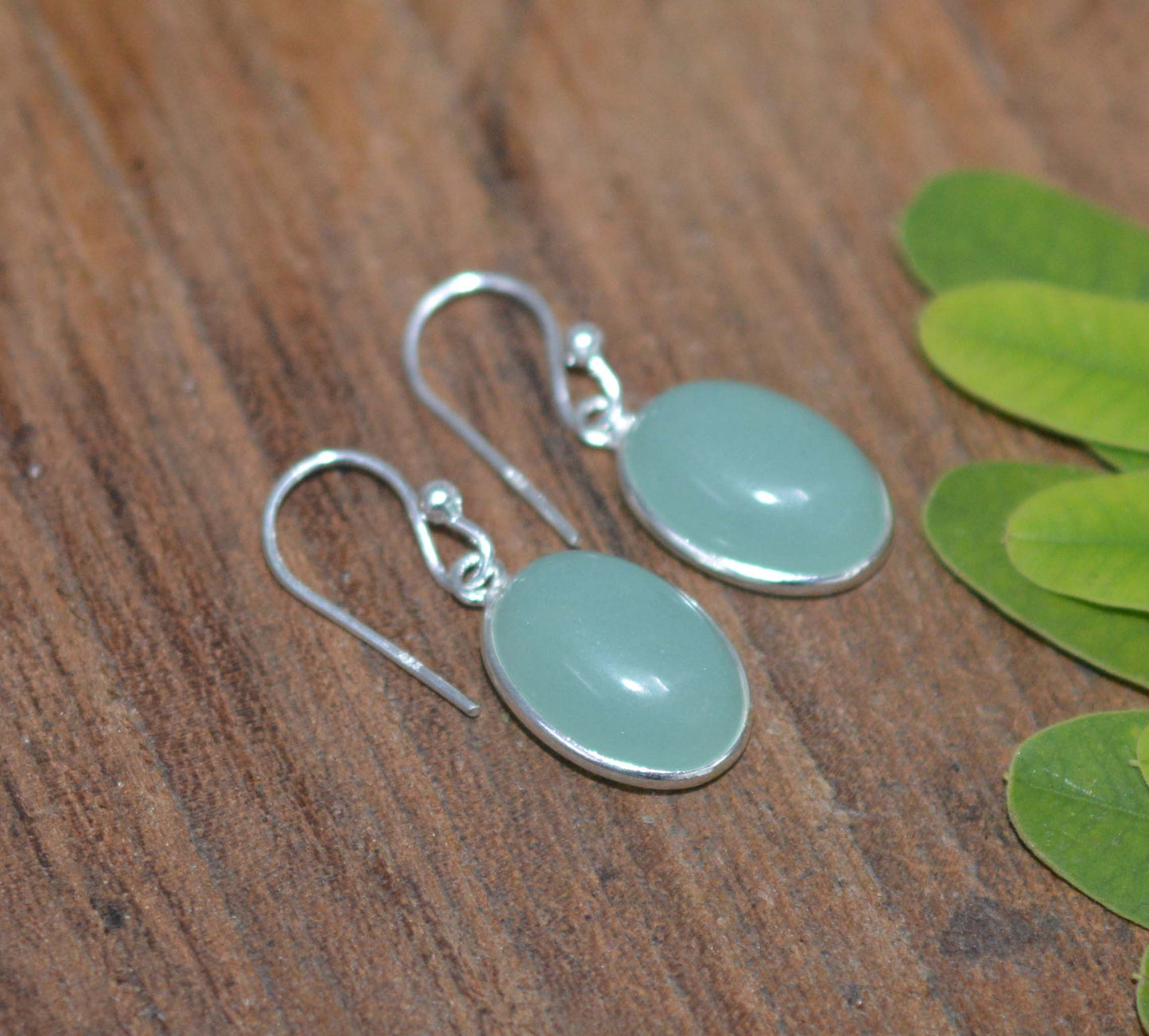 WHOLESALE 5PR 925 SOLID STERLING SILVER AQUA CHALCEDONY HOOK EARRING LOT