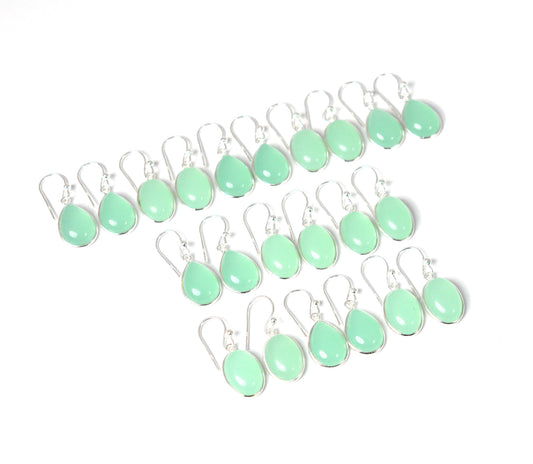 WHOLESALE 11PR 925 SOLID STERLING SILVER AQUA CHALCEDONY HOOK EARRING LOT