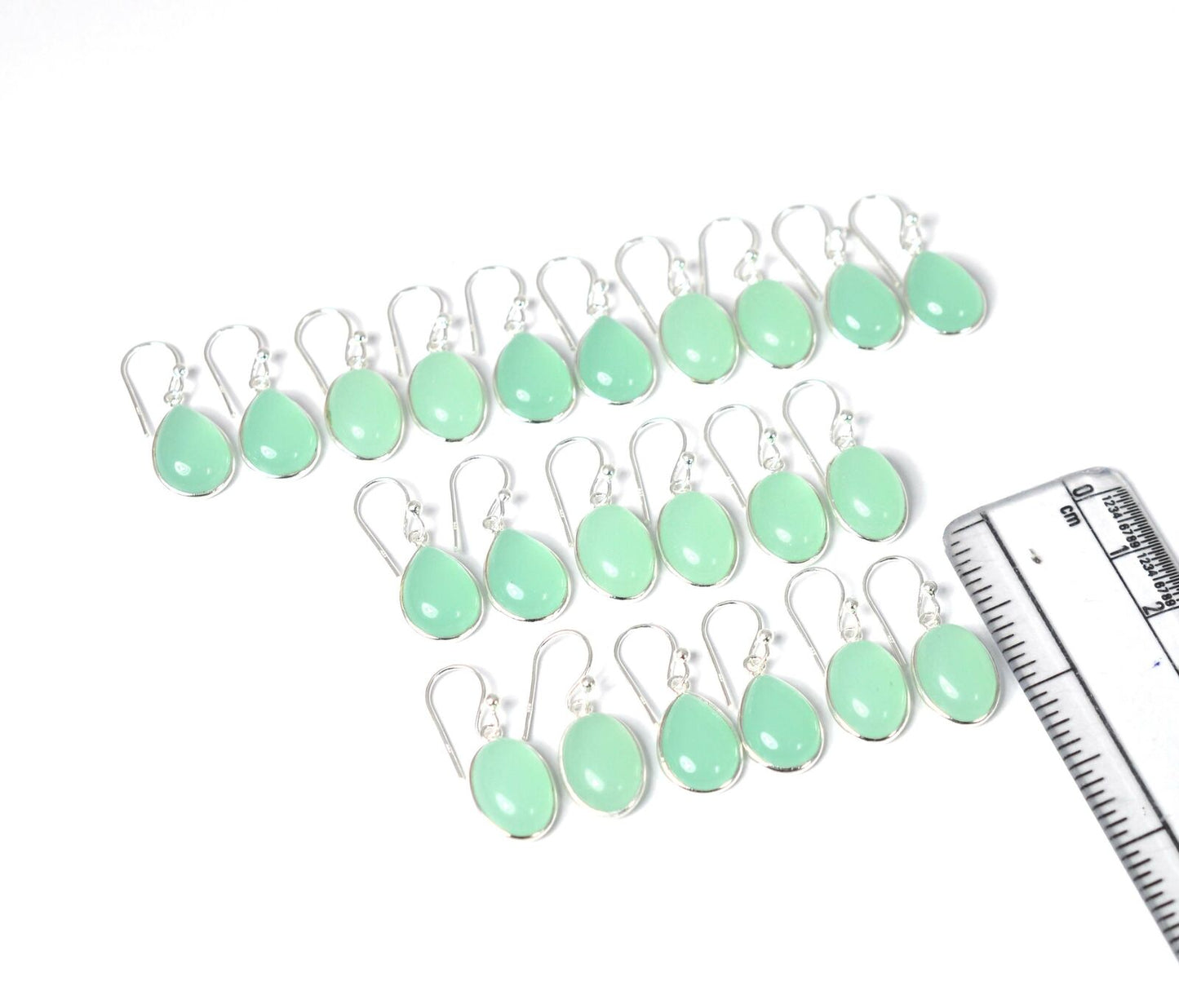 WHOLESALE 11PR 925 SOLID STERLING SILVER AQUA CHALCEDONY HOOK EARRING LOT