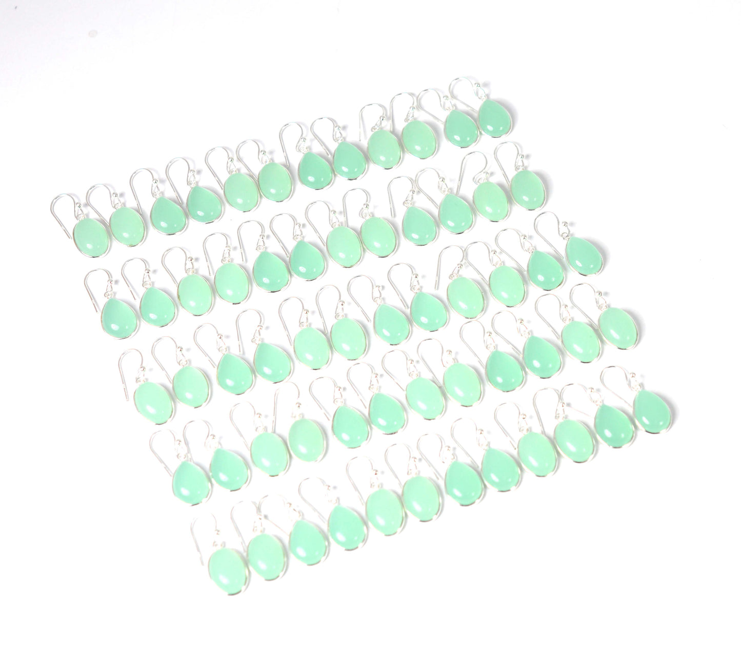 WHOLESALE 30PR 925 SOLID STERLING SILVER AQUA CHALCEDONY HOOK EARRING LOT