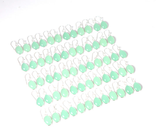 WHOLESALE 30PR 925 SOLID STERLING SILVER AQUA CHALCEDONY HOOK EARRING LOT