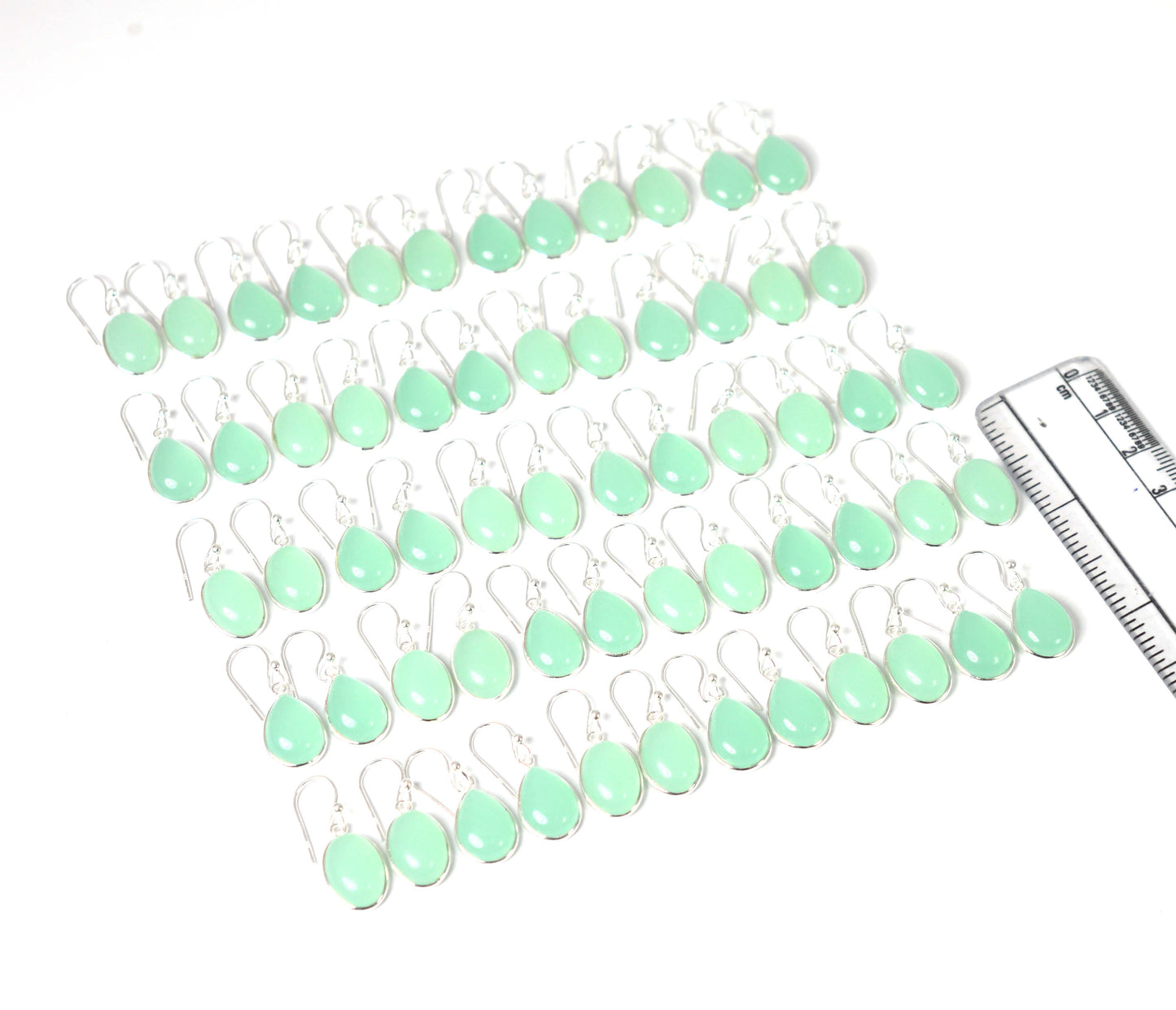 WHOLESALE 30PR 925 SOLID STERLING SILVER AQUA CHALCEDONY HOOK EARRING LOT