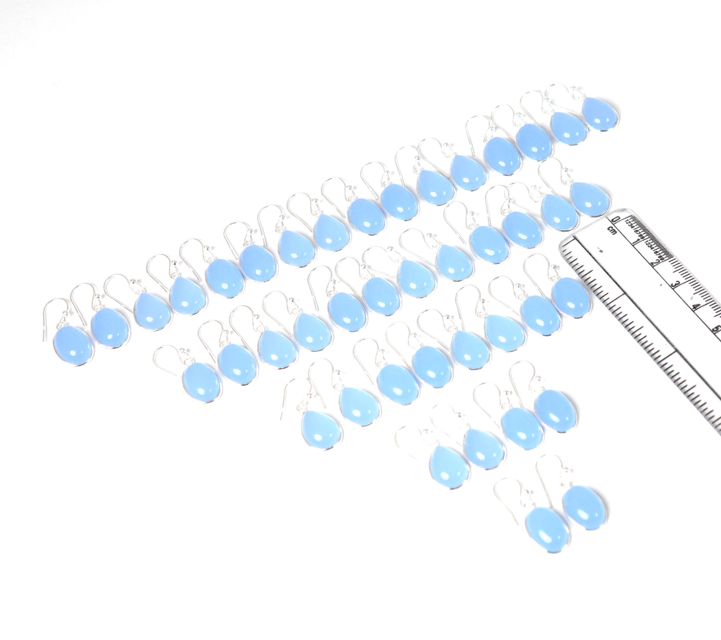 WHOLESALE 21PR 925 SOLID STERLING SILVER BLUE CHALCEDONY HOOK EARRING LOT