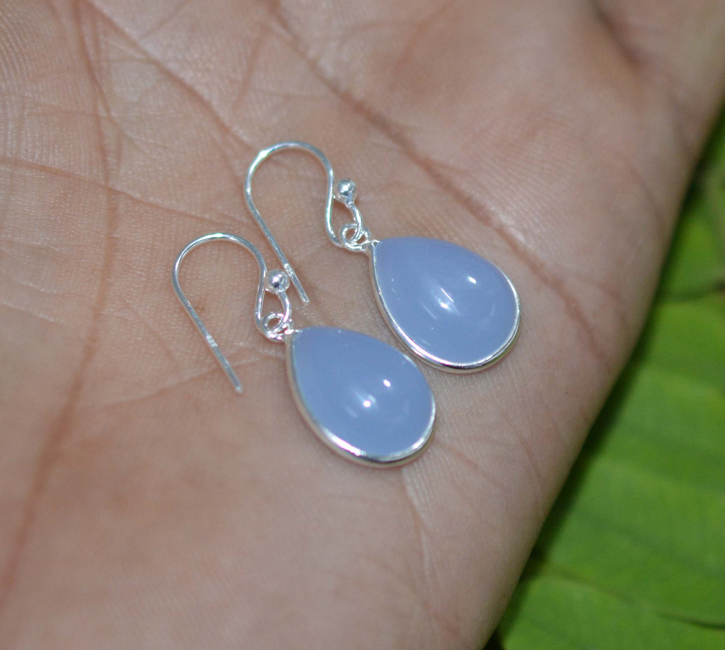 WHOLESALE 21PR 925 SOLID STERLING SILVER BLUE CHALCEDONY HOOK EARRING LOT