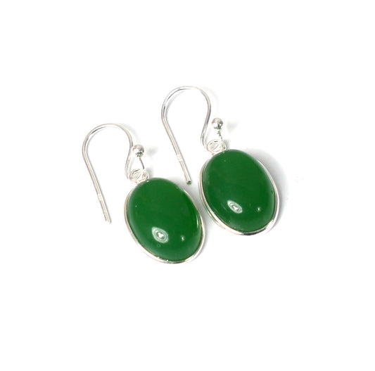 925 SOLID STERLING SILVER GREEN ONYX HOOK EARRING-1 INCH