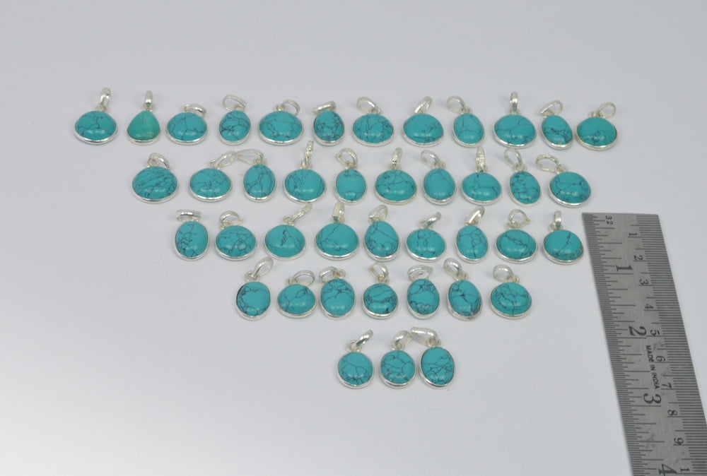 Wholesale 41Pc 925 Solid Sterling Silver Blue Turquoise Pendant Lot Gtc166