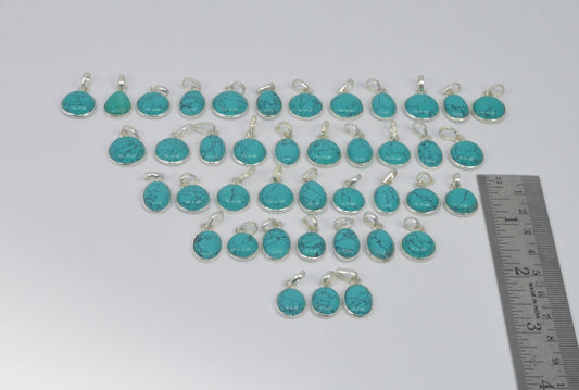 Wholesale 41Pc 925 Solid Sterling Silver Blue Turquoise Pendant Lot Gtc166