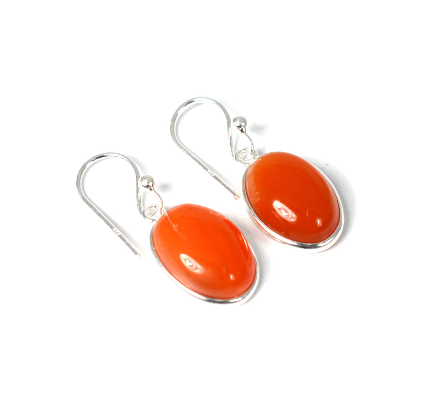 925 SOLID STERLING SILVER RED CARNELIAN HOOK EARRING-1 INCH