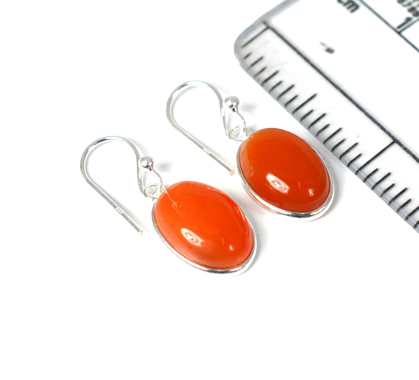 925 SOLID STERLING SILVER RED CARNELIAN HOOK EARRING-1 INCH