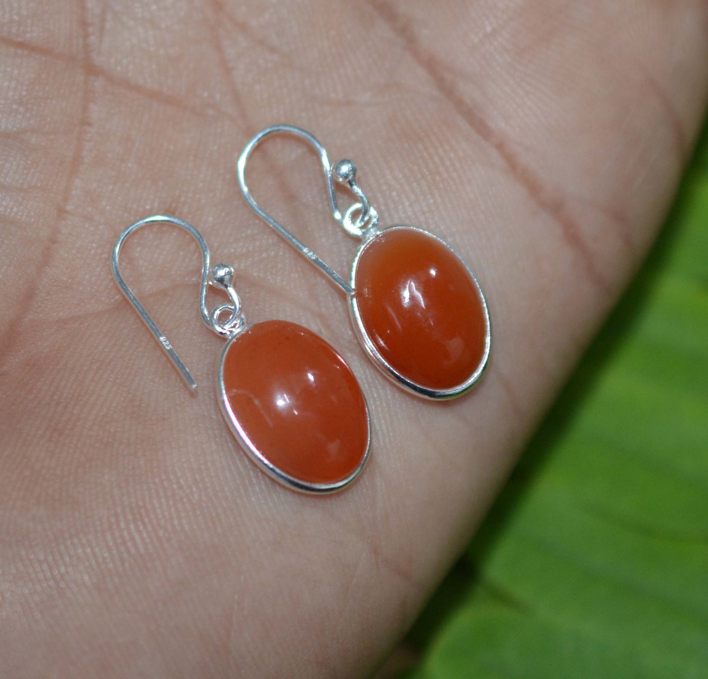 WHOLESALE 5PR 925 SOLID STERLING SILVER RED CARNELIAN HOOK EARRING LOT-1 INCH