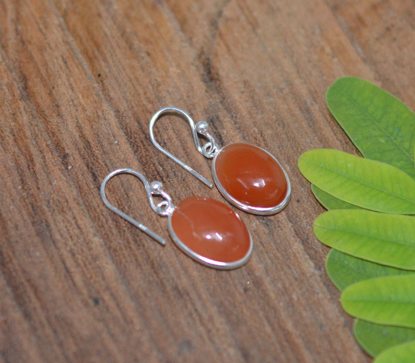 WHOLESALE 5PR 925 SOLID STERLING SILVER RED CARNELIAN HOOK EARRING LOT-1 INCH