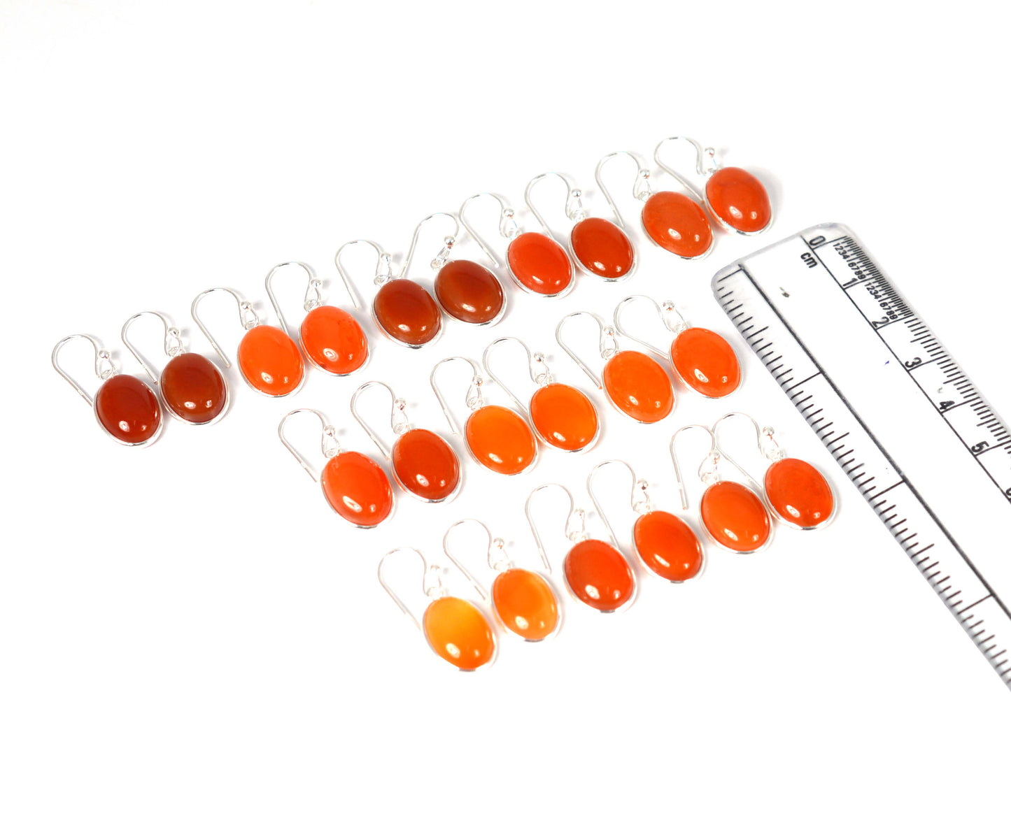 WHOLESALE 11PR 925 SOLIDSTERLING SILVER RED CARNELIAN HOOK EARRING LOT-1 INCH