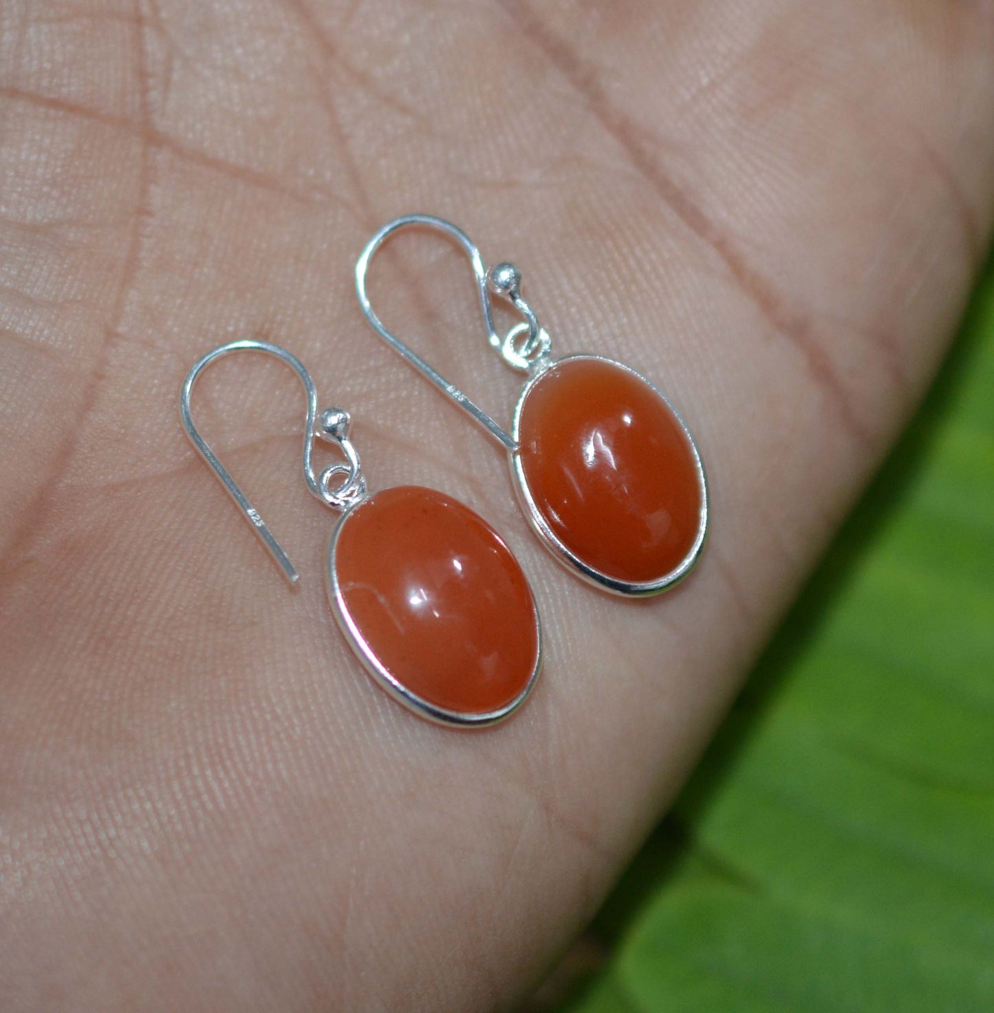 WHOLESALE 11PR 925 SOLIDSTERLING SILVER RED CARNELIAN HOOK EARRING LOT-1 INCH