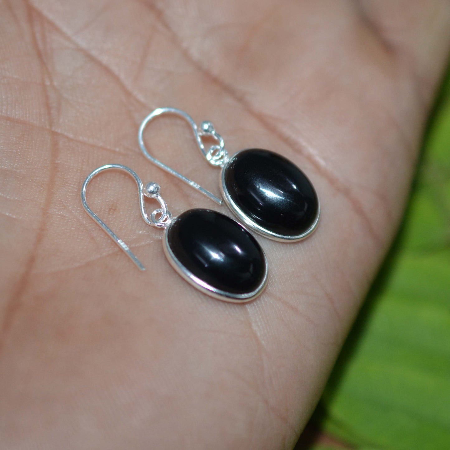 WHOLESALE 5PR 925 SOLID STERLING SILVER BLACK ONYX HOOK EARRING LOT-1 INCH