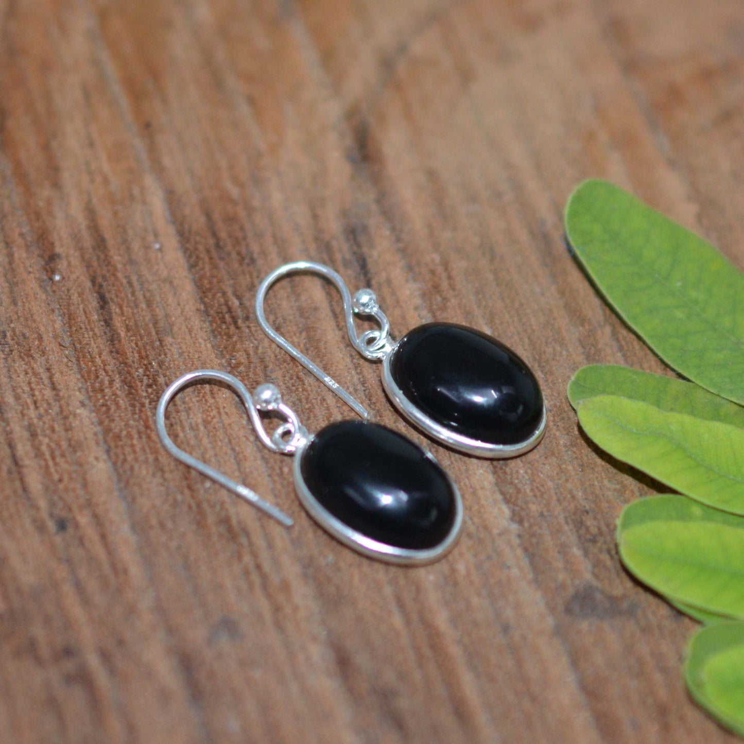 WHOLESALE 5PR 925 SOLID STERLING SILVER BLACK ONYX HOOK EARRING LOT-1 INCH