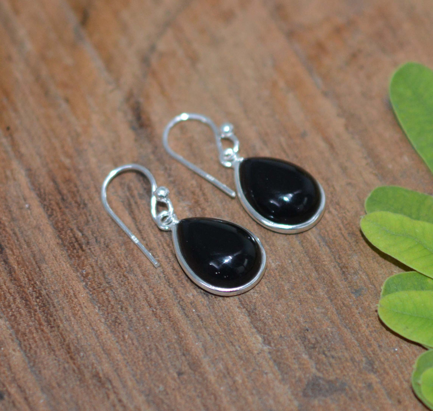 WHOLESALE 11PR 925 SOLID STERLING SILVER BLACK ONYX HOOK EARRING LOT-1 INCH