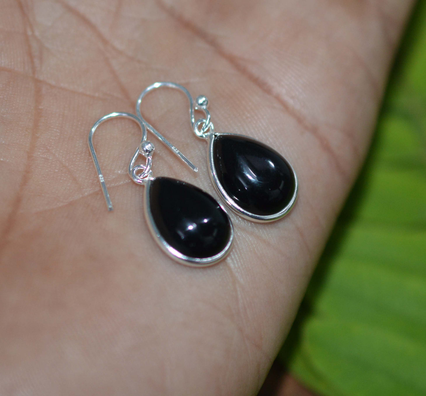 WHOLESALE 21PR 925 SOLID STERLING SILVER BLACK ONYX HOOK EARRING LOT-1 INCH