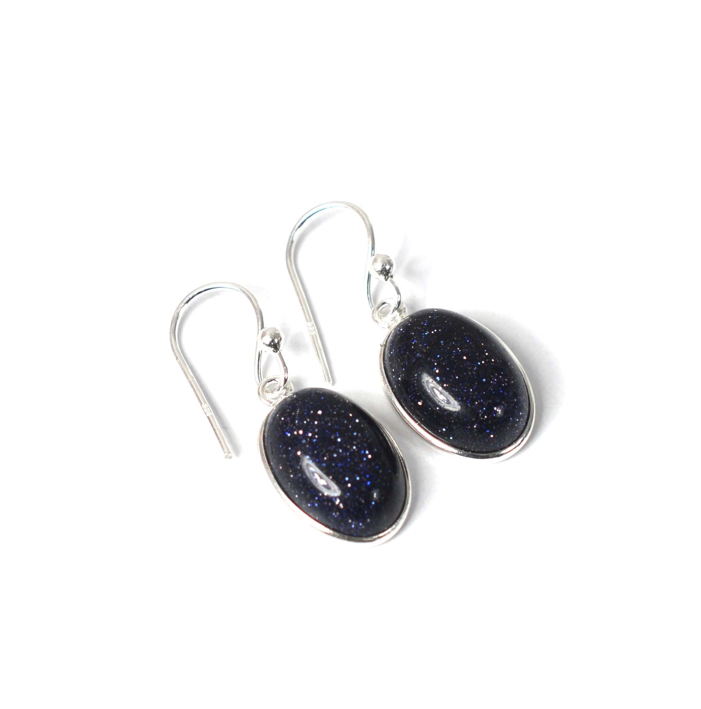 925 SOLID STERLING SILVER BLUE SUNSTONE HOOK EARRING-1 INCH