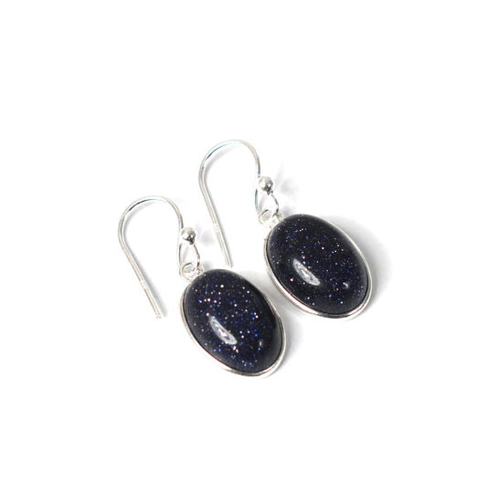 925 SOLID STERLING SILVER BLUE SUNSTONE HOOK EARRING-1 INCH