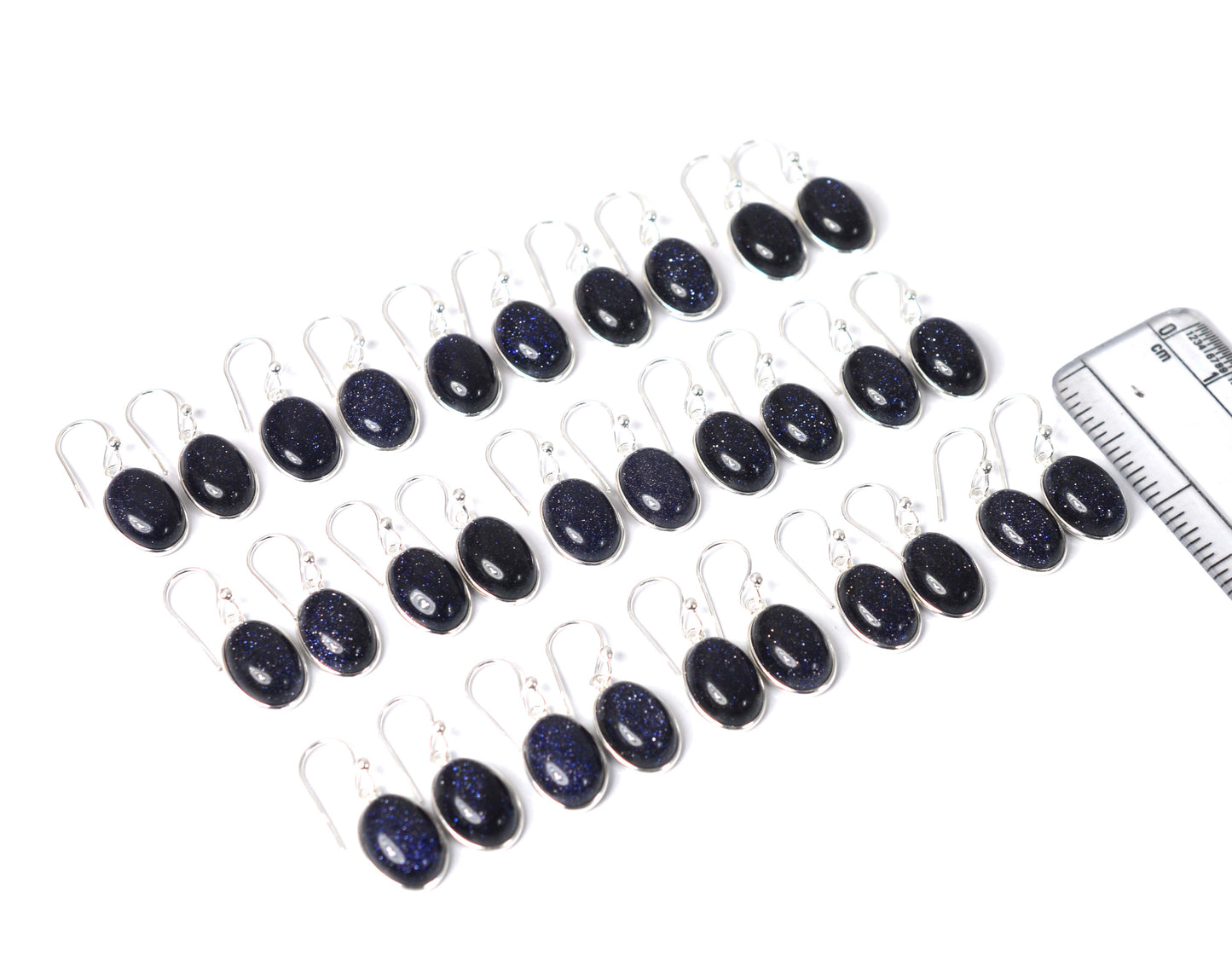 WHOLESALE 15PR 925 SOLIDSTERLING SILVER BLUE SUNSTONE HOOK EARRING LOT-1 INCH