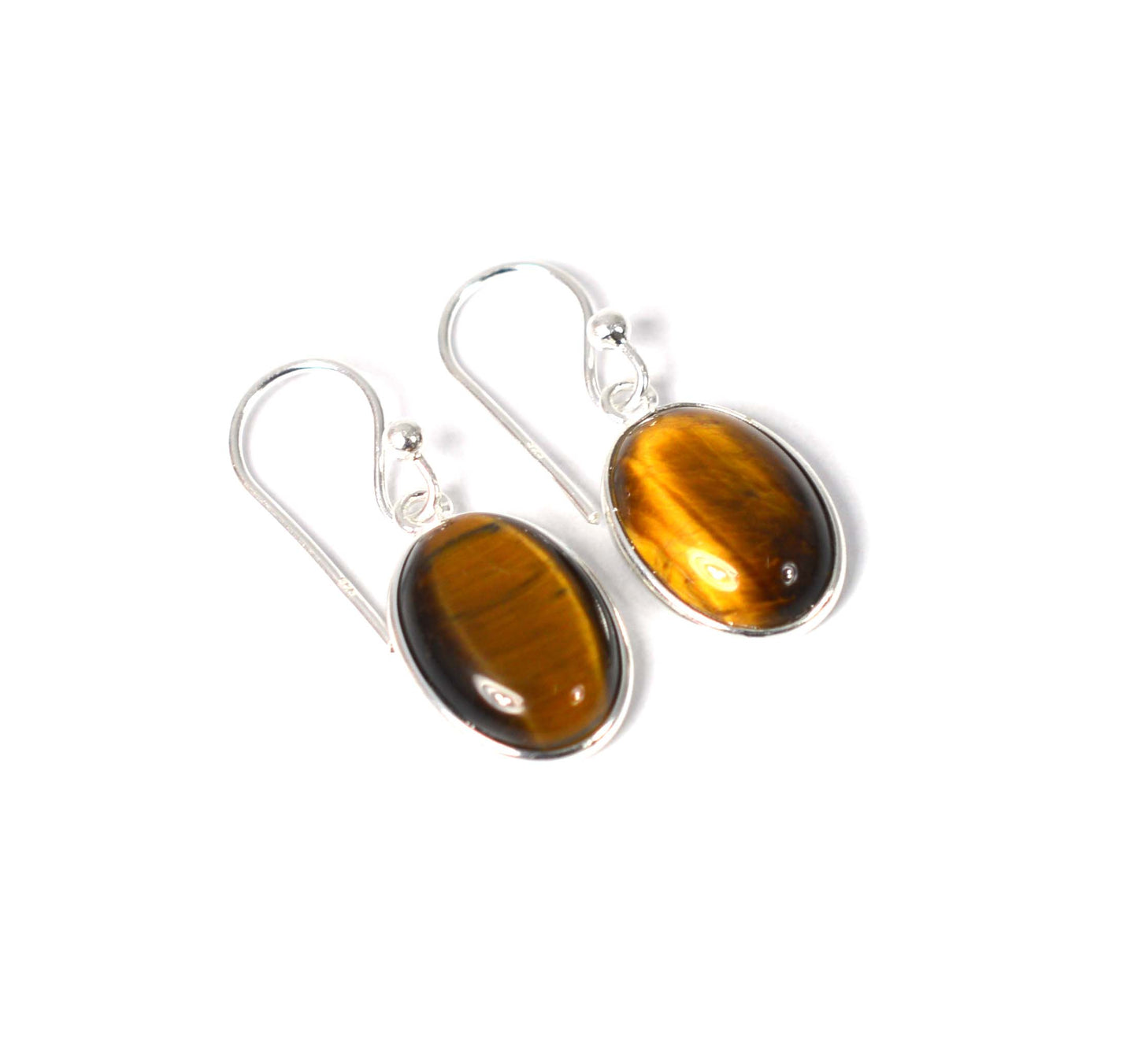 925 SOLID STERLING SILVER TIGER EYE HOOK EARRING-1 INCH