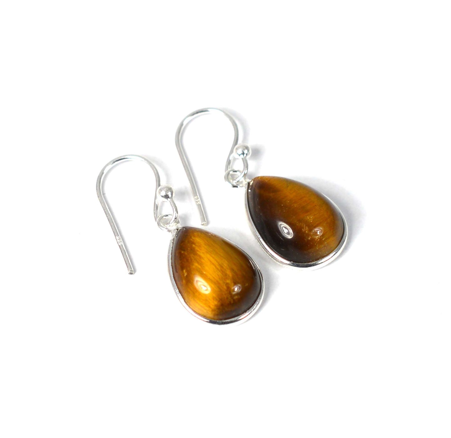 925 SOLID STERLING SILVER TIGER EYE HOOK EARRING-1 INCH