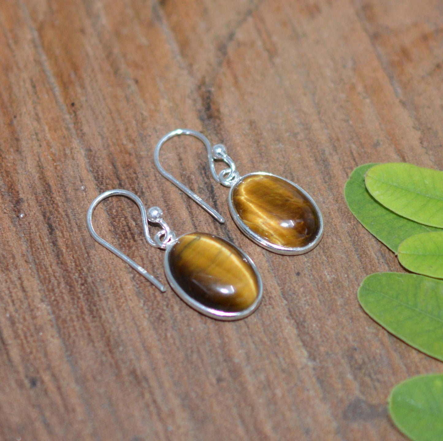 WHOLESALE 5PR 925 SOLID STERLING SILVER TIGER EYE HOOK EARRING LOT-1 INCH