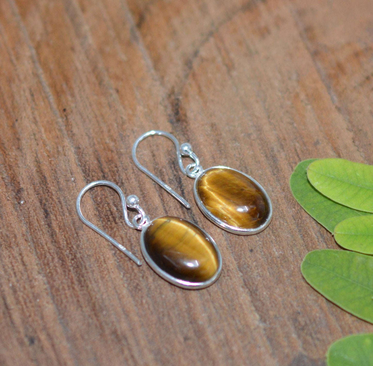WHOLESALE 11PR 925 SOLID STERLING SILVER TIGER EYE HOOK EARRING LOT-1 INCH