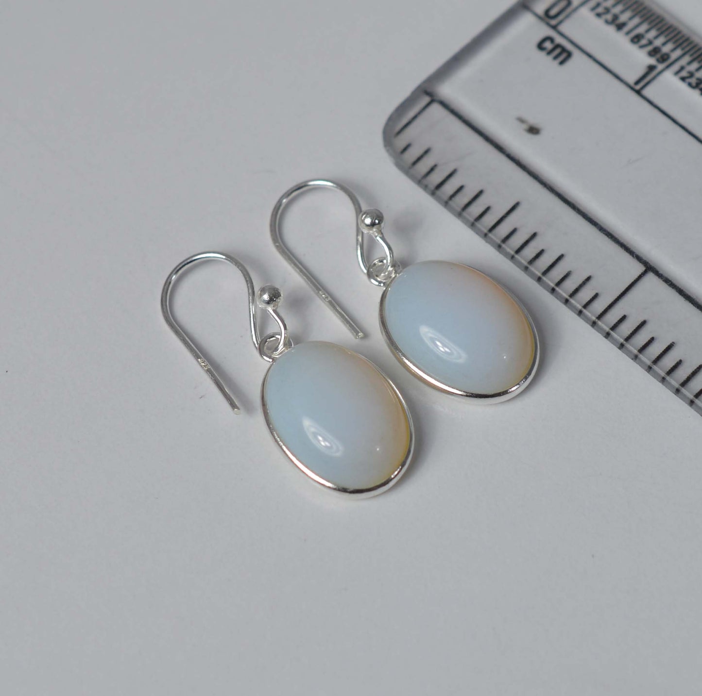 925 SOLID STERLING SILVER MILKY OPALITE HOOK EARRING-1 INCH